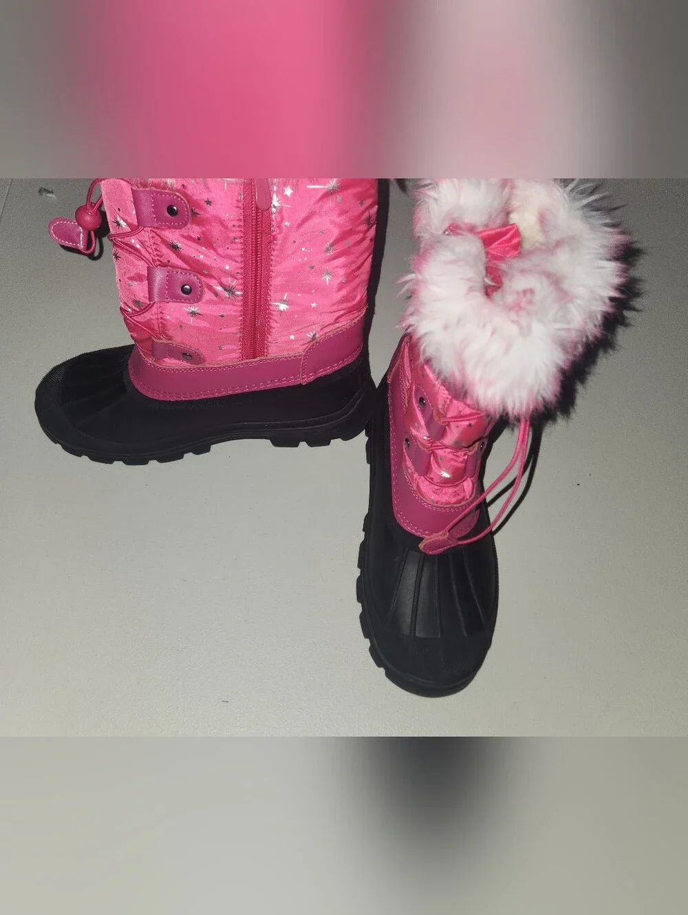 Dream Pairs Girls Pink Faux-Fur Winter Snow Boots Size 6 Girls